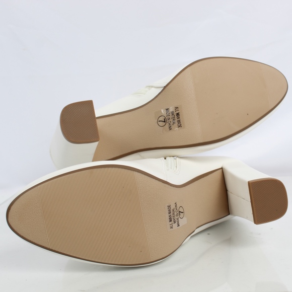 White Almond Toe High Top Chunky heel Boot - Picture 6 of 8